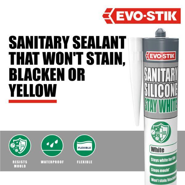 EVO-STIK Stay White/Stay Clear Sanitary Silicone Sealant 4