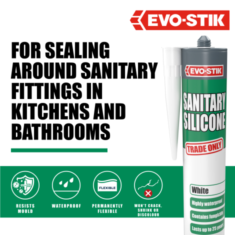 EVO-STIK Sanitary Silicone (White)