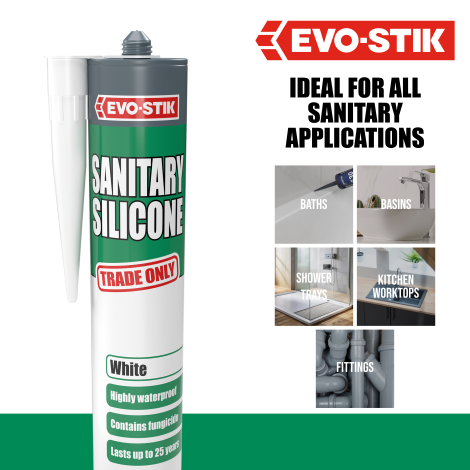 EVO-STIK Sanitary Silicone (White)