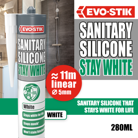 EVO-STIK Sanitary Silicone Stay White - hero