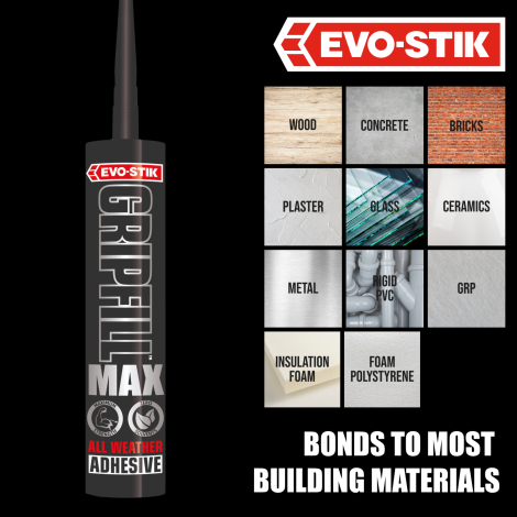 EVO-STIK GRIPFILL™ MAX GRAB ADHESIVE Suitable materials