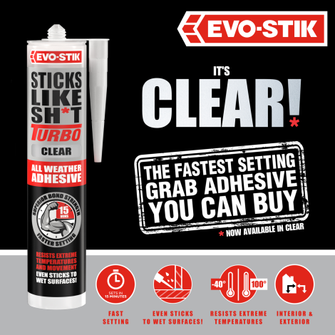 EVO-STIK Sticks Like Sh*t Turbo Clear 290ml - Benefits 1